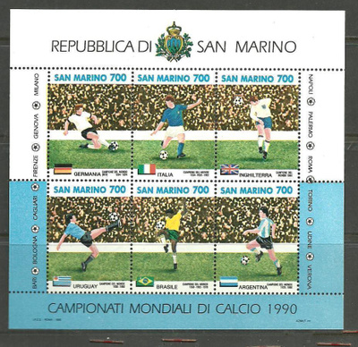 JALKAPALLO urheiluaiheinen blokki SAN MARINO 1990 **