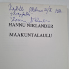 Hannu Niklander : Maakuntalaulu (signeerattu, tekijän omi... - pikkukuva 3