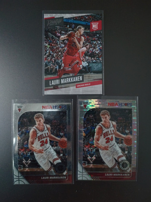 3 Lauri Markkanen koripallokorttia RC + Hoops