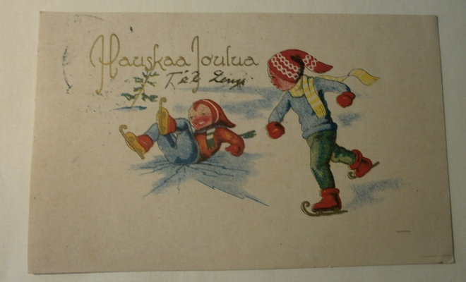 Luistelevat lapset, värikäs Joulupk, p. 1931