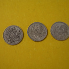 3 kpl 25p 1907, 1915 & 1917 - hopeaa - pikkukuva 2