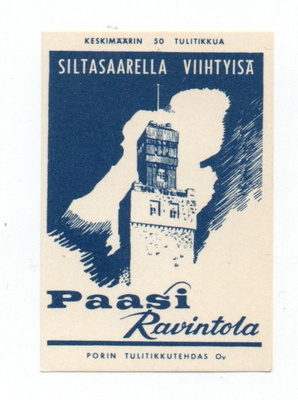 Porin tulitikkutehdas PAASI Ravintola Etiketti