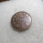 10 penniä 1910 hienokuntoinen , hieman patinoitunut, - pikkukuva 3