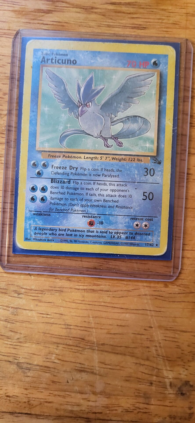 Articuno 17/62 Fossil Set RARE non holo card