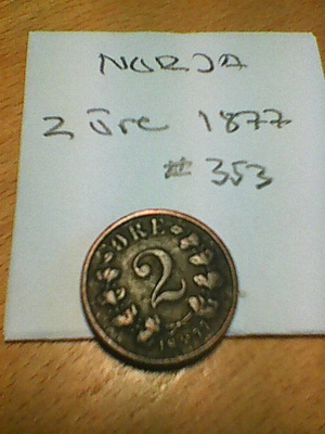 Norja 2 öre 1877, km# 353