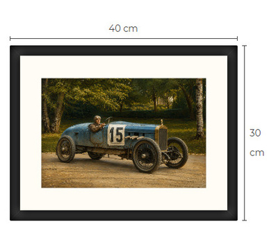 Uusi Delage kilpa-auto art print kehystetty 30 cm x 40 cm
