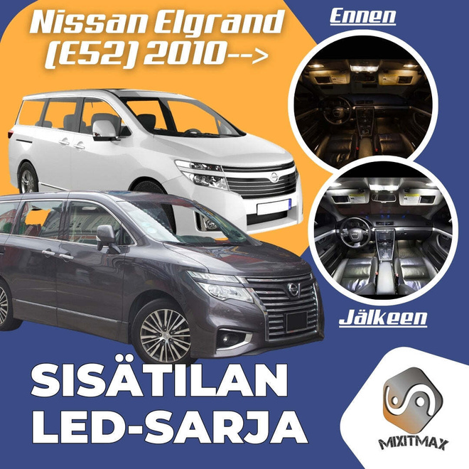 Nissan Elgrand (MK3) Sisätilan LED-sarja 15-osai