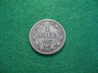 1 markka 1867 - hopeaa