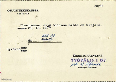 FIRMAKORTTI HELSINKI TYÖVÄLINE OY