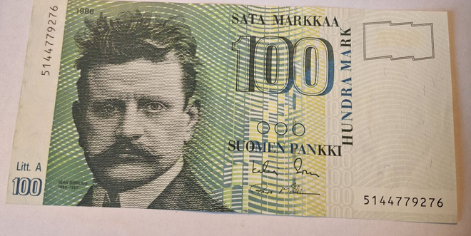100mk seteli 1986. Sileä 