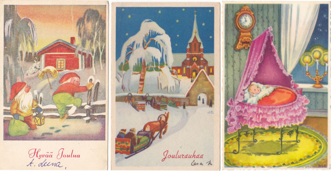 Vanhat postikortit "Joulu ja Pääsiäinen + muut" 12 kpl