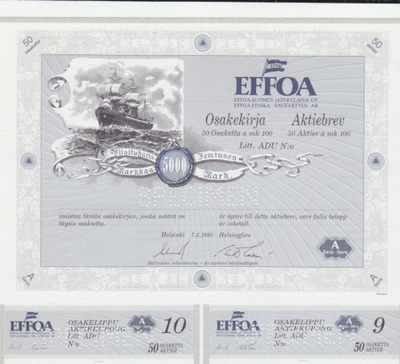 OKK 1988 EFFOA Oy (Suomen Höyrylaiva) Helsinki pörssi osakek