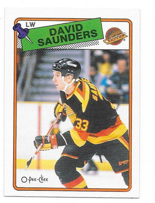 1988-89 OPC #248 David Saunders Vancouver Canucks ex Vaasa S