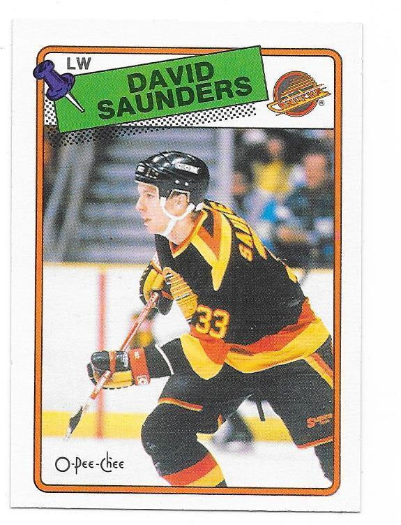 1988-89 OPC #248 David Saunders Vancouver Canucks ex Vaasa S