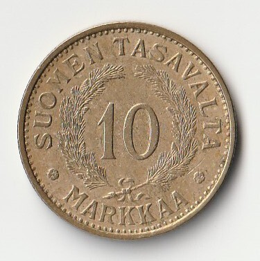 10 markkaa 1939 AlPr, erittäin hyväkuntoinen