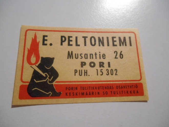 TT Etiketti KARHU E.Peltoniemi Pori
