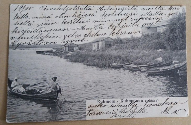 Kuhmoinen (Päijänne), pariskunta veneilemässä, p. 1905