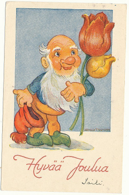 Arnold TILGMAN - Pukki ja tulppaanit - vanha kortti