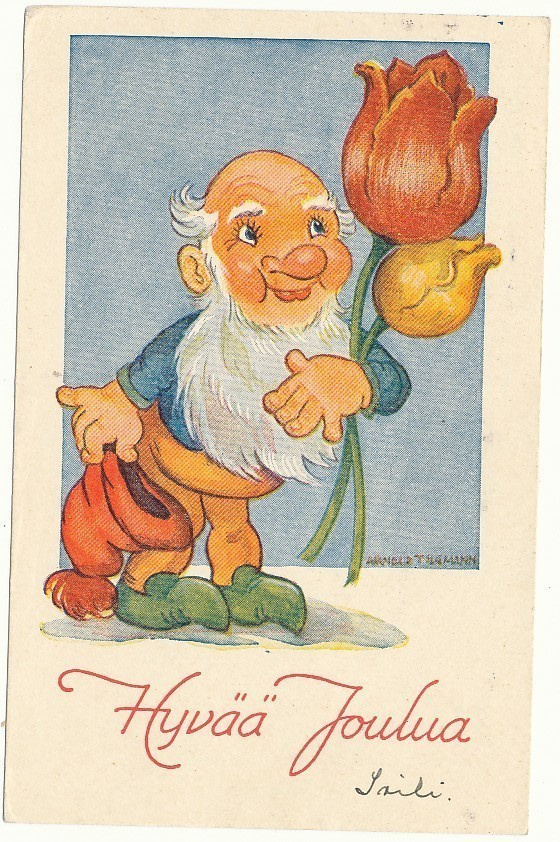 Arnold TILGMAN - Pukki ja tulppaanit - vanha kortti