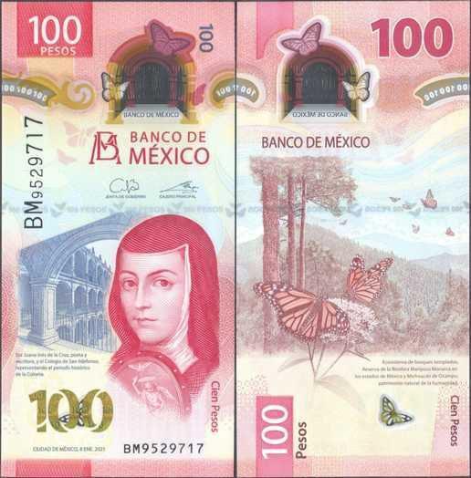 Meksiko Mexico 100 Pesos 2021 (P-134) UNC Polymer