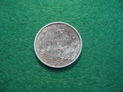 1 markka 1874 - hopeaa