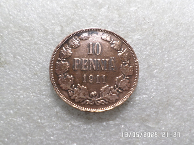 10  Penniä  1911  hienokuntoinen  kl   8