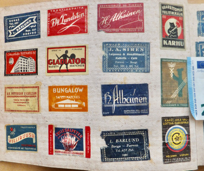 155 VANHAA Tulitikkuetikettiä SKJ Hakaristi Kuokkala ym 1930