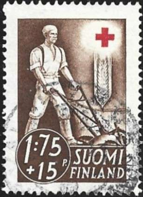 1941 Punainen Risti 1:75 mk + 15 p leimattu LaPe 234