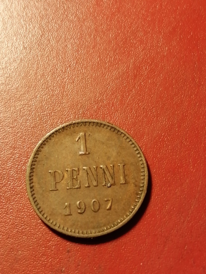 *Suomi *  1 penniä  *1907  *   Copper/Kupari *1+/EF