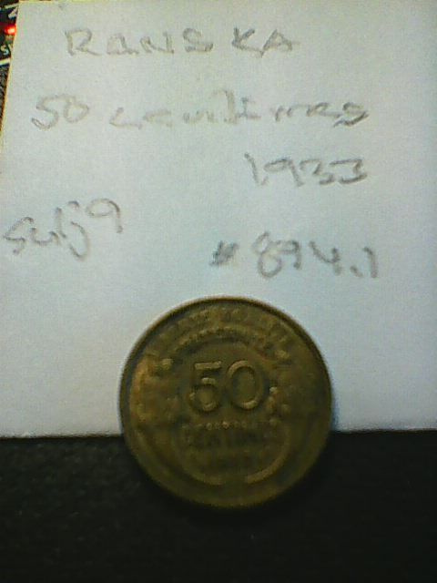 Ranska 50 centimes 1933, km#894.1, suljettu 9
