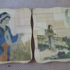 Vintage japanilainen puuteline, jossa kuusi kuppialustaa - pikkukuva 2