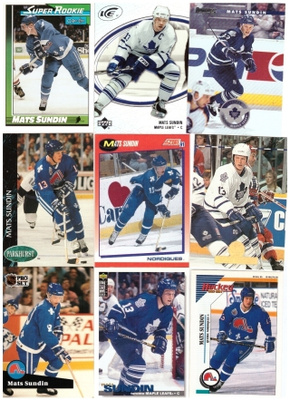 9 x MATS SUNDIN Nordiques, Maple Leaf