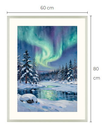 Uusi uniikki Revontulet art print taulu 60 cm x 80 cm