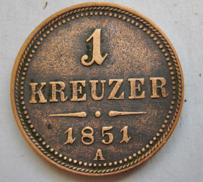 Itävalta Austria 1 kreuzer 1851