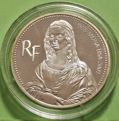 Ranska. Mona Lisa, Leonardo da Vinci, hopea raha. (KD5)
