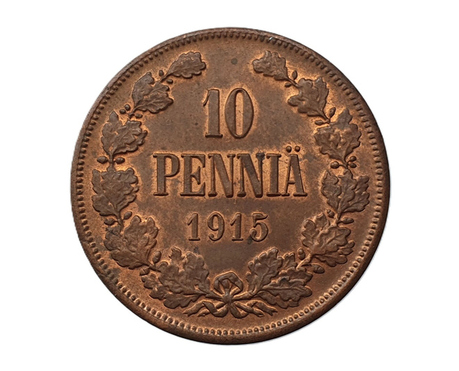 10 penniä 1915 - hienokuntoinen!