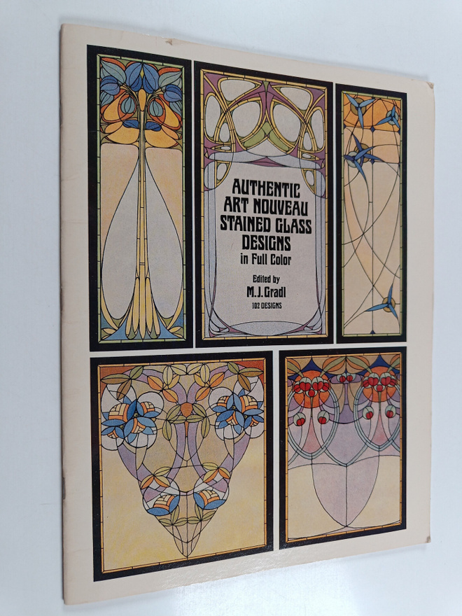 Authentic art nouveau stained glass designs in full color