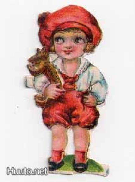 WANHA / Suurisilmäinen poika kissa kainalossa. 1920-30-l.