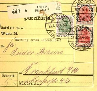 Saksa Mi 153 ym pakettikortti