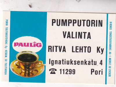 Pori, Ritva Lehto Ky. Pumpputorin Valinta.  s58