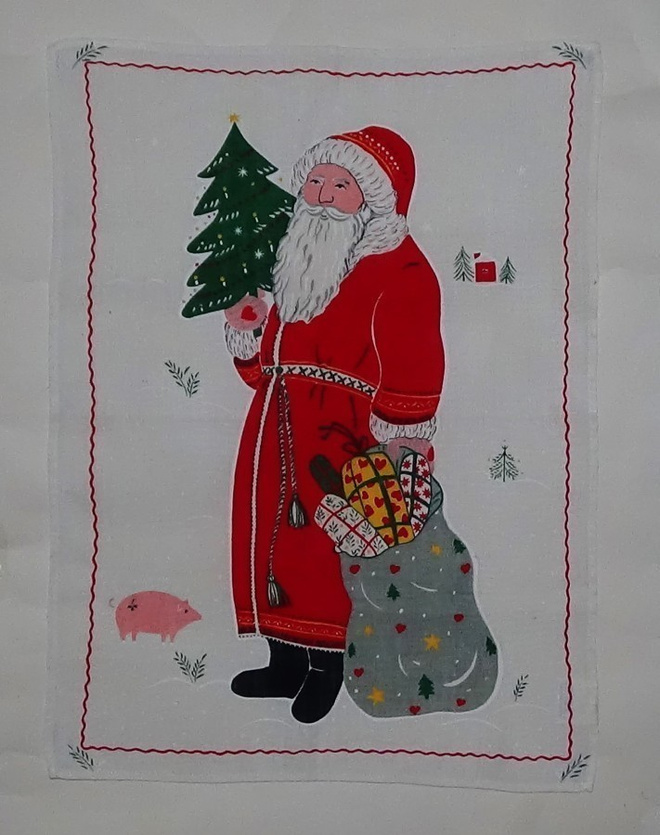 Retro Tampella Joulupukki  pellavapyyhe