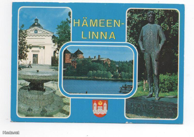 HÄMEENLINNA: kirkko, Sibelius ym (monikuvakortti)