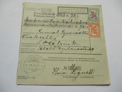1928 Lokalahti postiosoitus