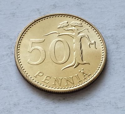 50 penniä, UNC, v. 1987 N
