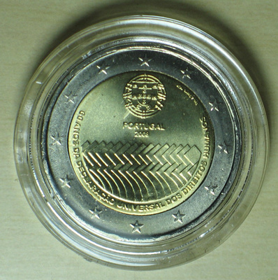 2008 Portugal 2€ Ihmisoikeuksien julistuksen 60.v UNC