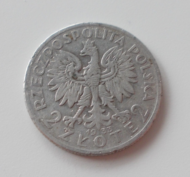 Puola 2 Zloty 1933 Hopea