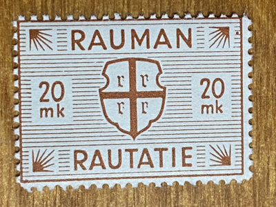 RAUTATIEMERKKI RAUMAN RAUTATIE 20MK 1945**