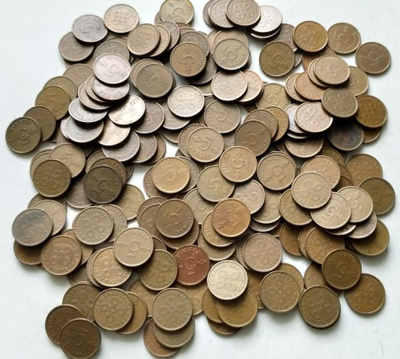 5 penniä v. 1963, 200 kpl, circ
