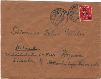 POSTILÄHETYS KIVIJÄRVI-KAJAANI-HELSINKI