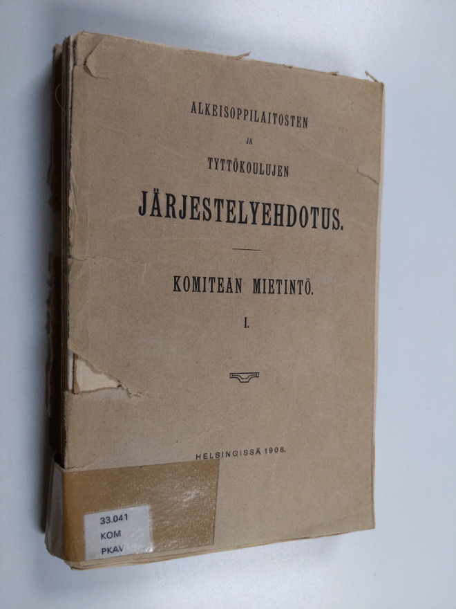 Alkeisoppilaitosten ja tyttökoulujen järjestelyehdotus Ko...